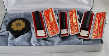<ふ−1>高級黒水牛印鑑3本セット <ふ−1>高級黒水牛印鑑3本セット